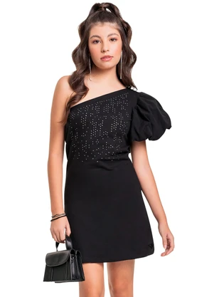 Gloss - Vestido em Molecotton Juvenil Preto - GLOSS