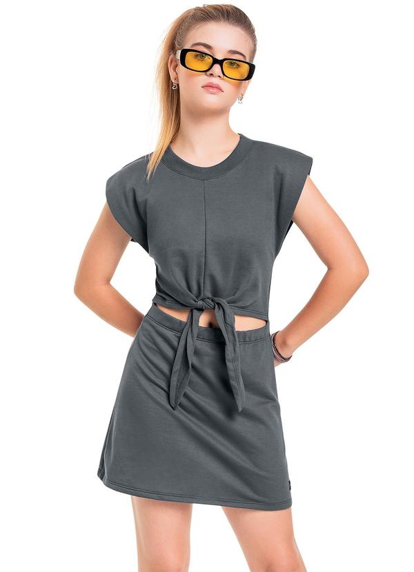 Gloss - Vestido em Moletom Juvenil Cinza