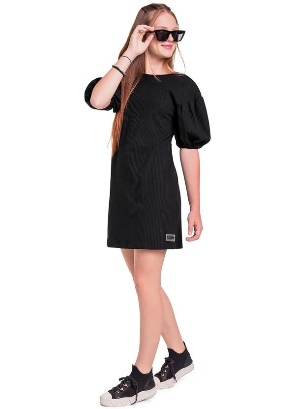 Gloss - Vestido em Ribana Juvenil Preto