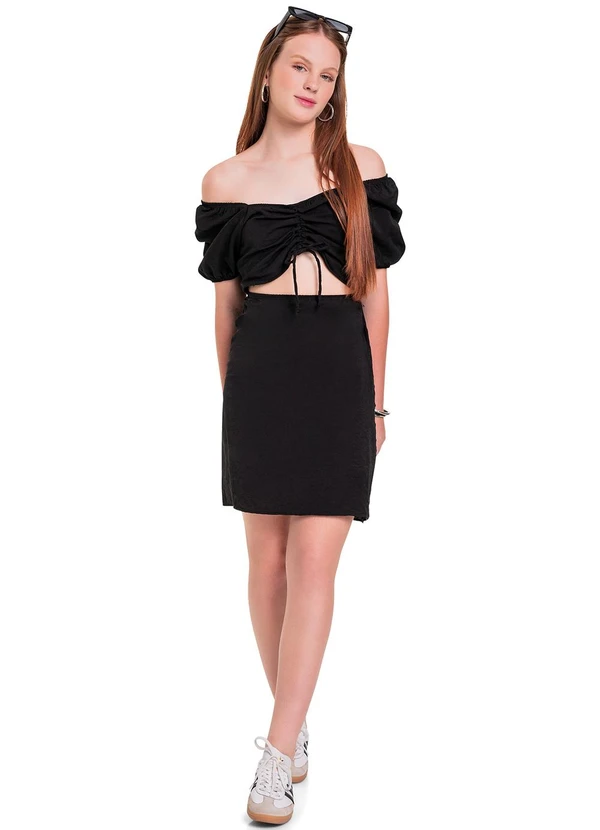 Gloss - Vestido em Tecido Juvenil Preto