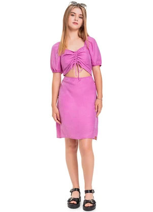 Gloss - Vestido em Tecido Juvenil Rosa - GLOSS