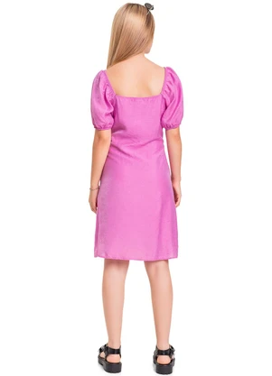 Gloss - Vestido em Tecido Juvenil Rosa - GLOSS
