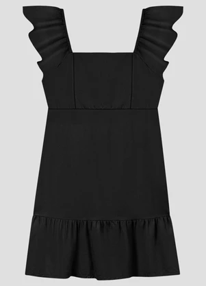 Based. - Vestido em Viscose Twill com Babado Preto - BASED.