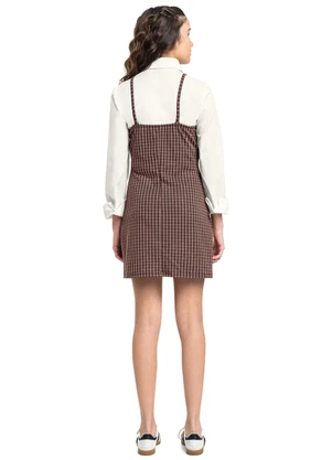 Gloss - Vestido Juvenil Alça Malha Pontilhada Marrom - GLOSS