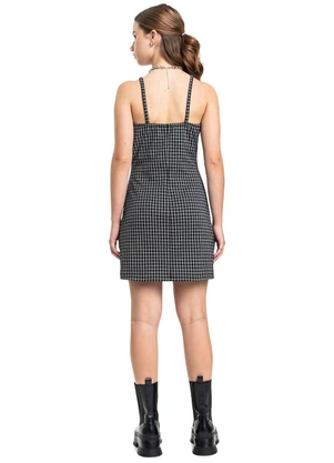 Gloss - Vestido Juvenil Alça Malha Pontilhada Preto - GLOSS