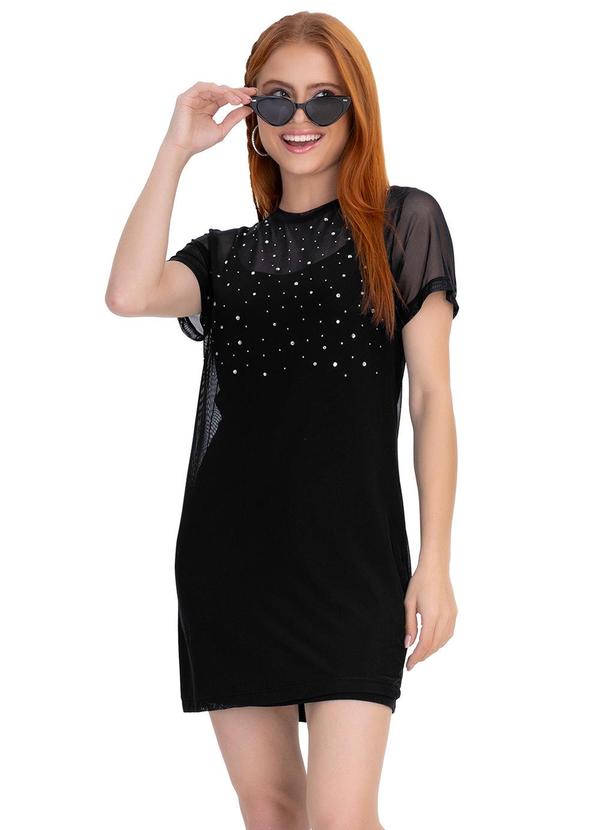 Minty - Vestido Juvenil com Sobreposição Preto