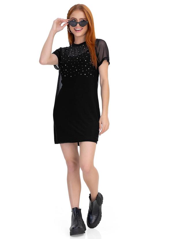 Minty - Vestido Juvenil com Sobreposição Preto 3