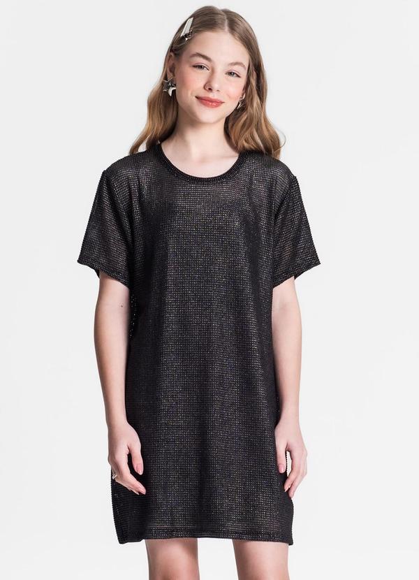 Minty - Vestido Juvenil com Sobreposição Preto 1