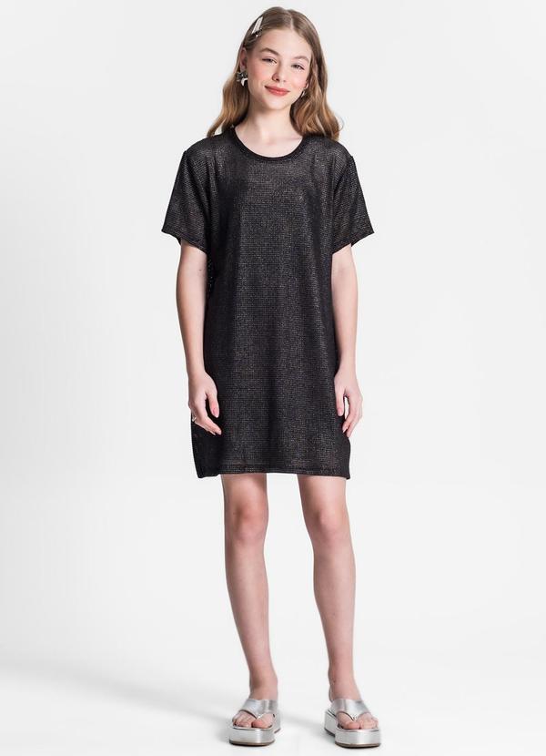 Minty - Vestido Juvenil com Sobreposição Preto 3
