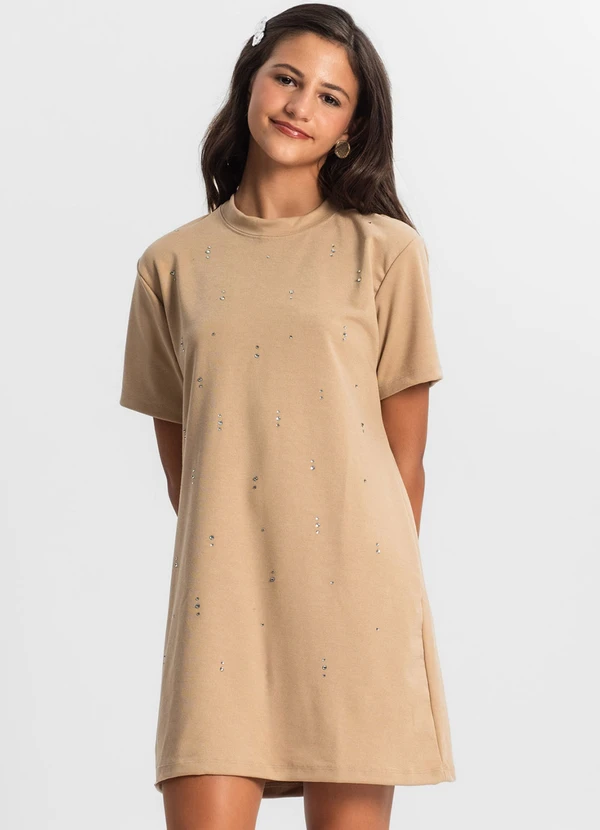 Minty - Vestido Juvenil com Strass Marrom 4