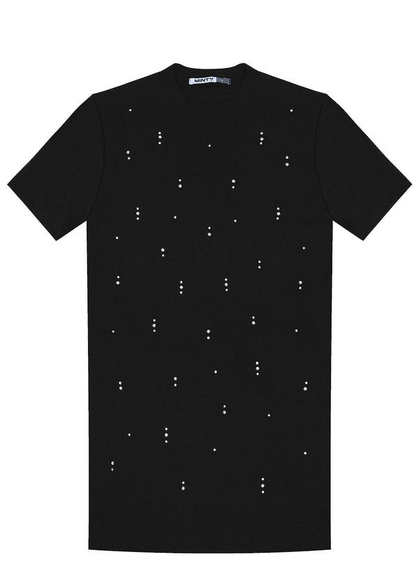 Minty - Vestido Juvenil com Strass Preto