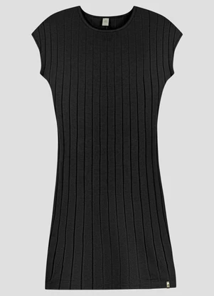 Based. - Vestido Juvenil Cotton Canelado Preto - BASED.