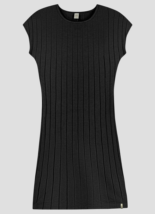 Based. - Vestido Juvenil Cotton Canelado Preto