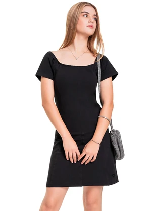 Gloss - Vestido Juvenil em Molecotton Preto - GLOSS