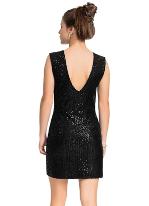 Gloss - Vestido Juvenil em Paetê Brilhante Preto - GLOSS