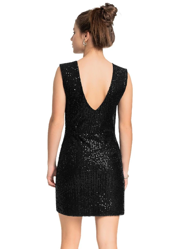 Gloss - Vestido Juvenil em Paetê Brilhante Preto 2