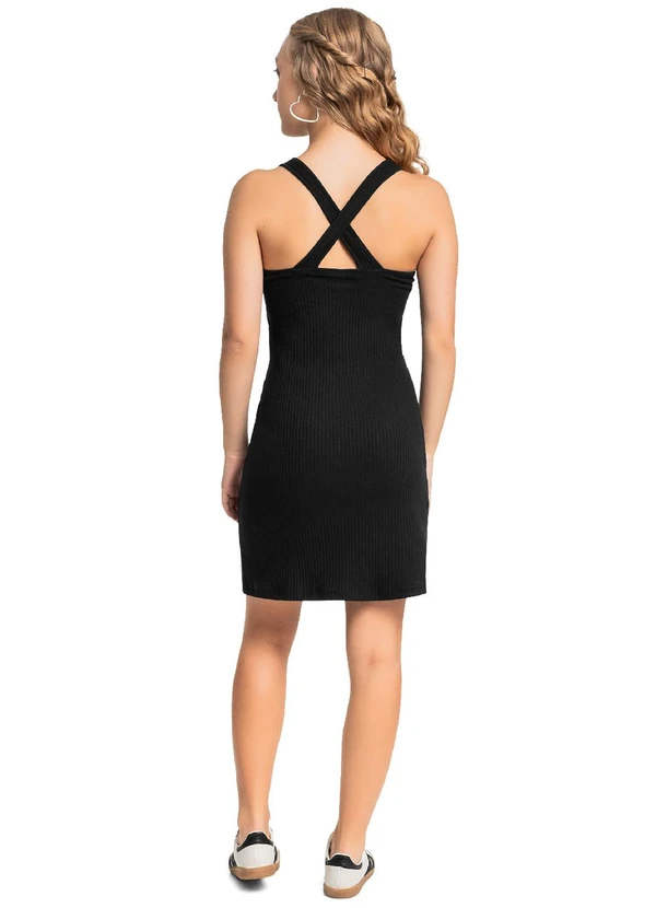 Gloss - Vestido Juvenil em Ribana Canelada Preto 4