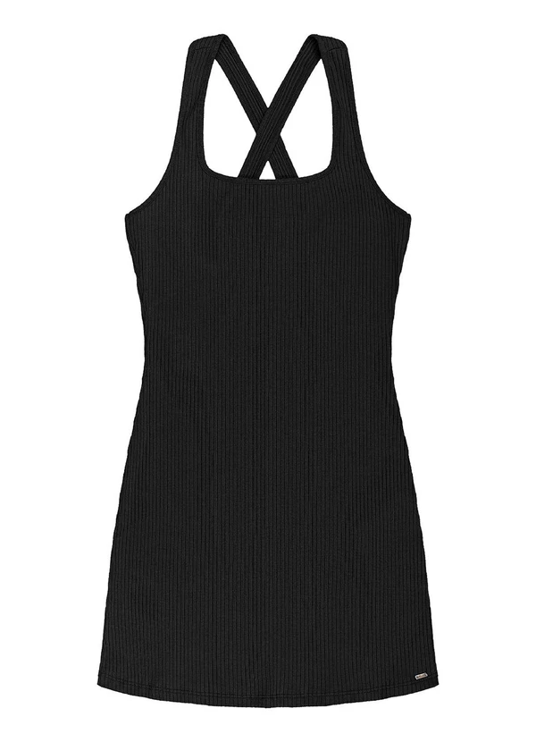 Gloss - Vestido Juvenil em Ribana Canelada Preto 5