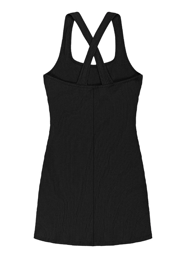 Gloss - Vestido Juvenil em Ribana Canelada Preto 6