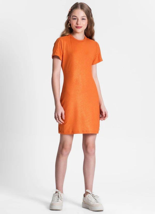 Minty - Vestido Juvenil em Ribana Canelada Laranja 3
