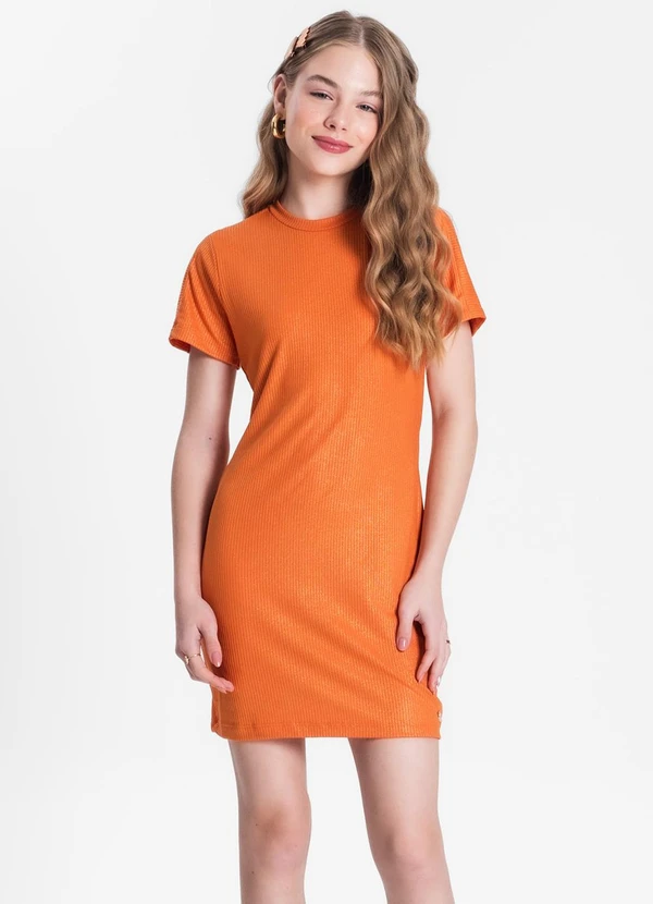 Minty - Vestido Juvenil em Ribana Canelada Laranja 4