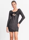 Minty - Vestido Juvenil em Ribana Canelada Lurex Verde - variação: Preto