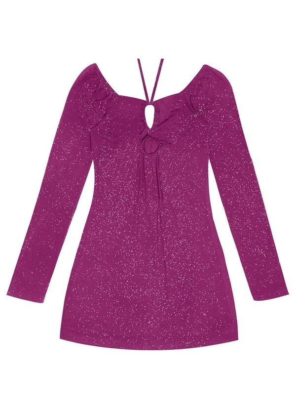 Minty - Vestido Juvenil em Ribana Canelada Lurex Roxo 4