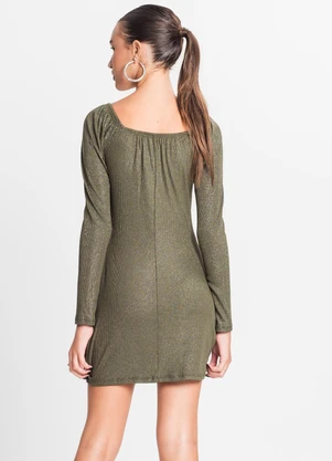 Minty - Vestido Juvenil em Ribana Canelada Lurex Verde - MINTY