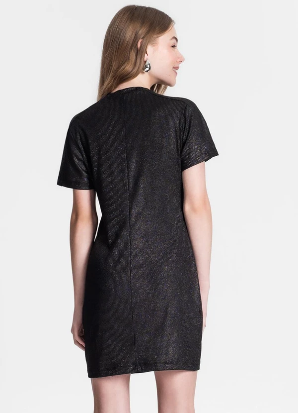 Minty - Vestido Juvenil em Ribana Canelada Preto 2