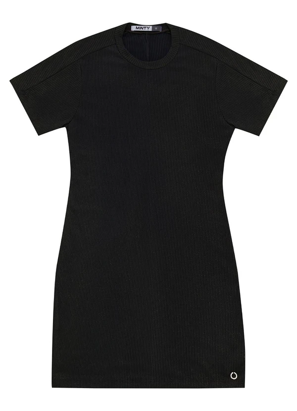 Minty - Vestido Juvenil em Ribana Canelada Preto 5