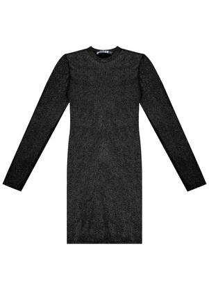 Minty - Vestido Juvenil em Ribana Canelada Preto - MINTY