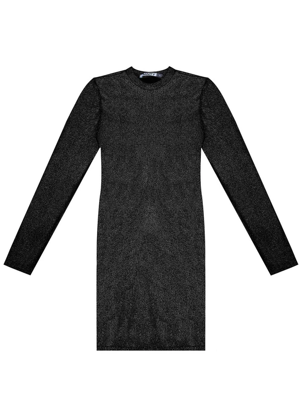 Minty - Vestido Juvenil em Ribana Canelada Preto