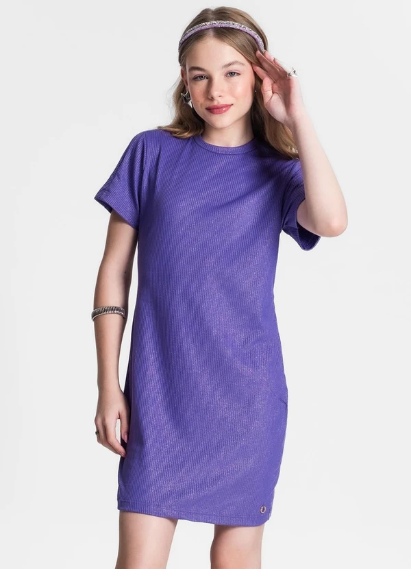 Minty - Vestido Juvenil em Ribana Canelada Roxo
