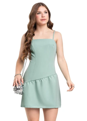 Vestido Juvenil em Tecido Alfaiataria Gloss Azul - GLOSS