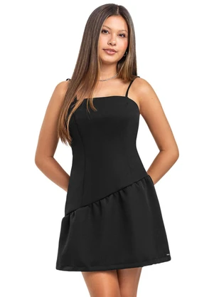Vestido Juvenil em Tecido Alfaiataria Gloss Preto - GLOSS