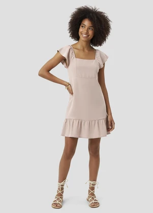 Based. - Vestido Juvenil em Viscose Twill com Babado Rosa - BASED.