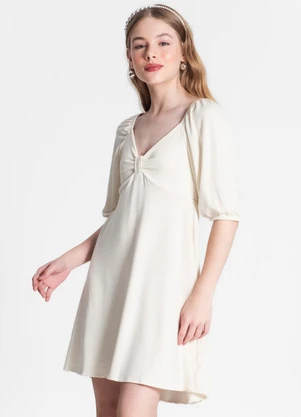 Minty - Vestido Juvenil Feminino em Lurex Bege - MINTY