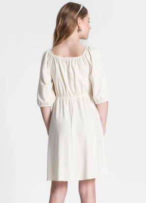 Minty - Vestido Juvenil Feminino em Lurex Bege - MINTY