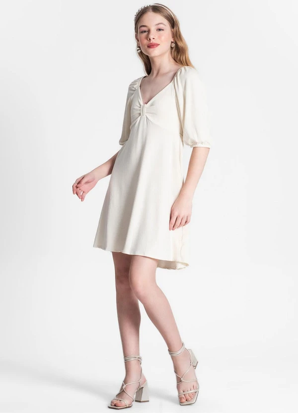Minty - Vestido Juvenil Feminino em Lurex Bege 3