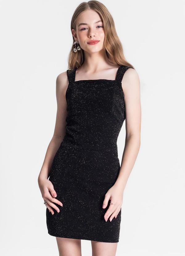 Minty - Vestido Juvenil Feminino em Lurex Preto