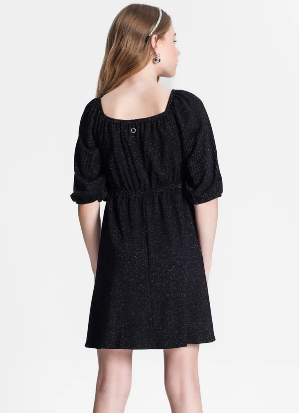 Minty - Vestido Juvenil Feminino em Lurex Preto 2