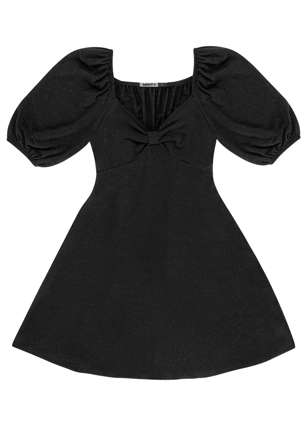 Minty - Vestido Juvenil Feminino em Lurex Preto 5