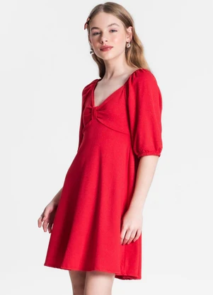 Minty - Vestido Juvenil Feminino em Lurex Vermelho - MINTY