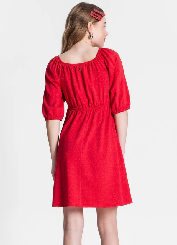 Minty - Vestido Juvenil Feminino em Lurex Vermelho 2