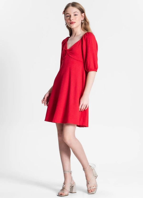 Minty - Vestido Juvenil Feminino em Lurex Vermelho 3