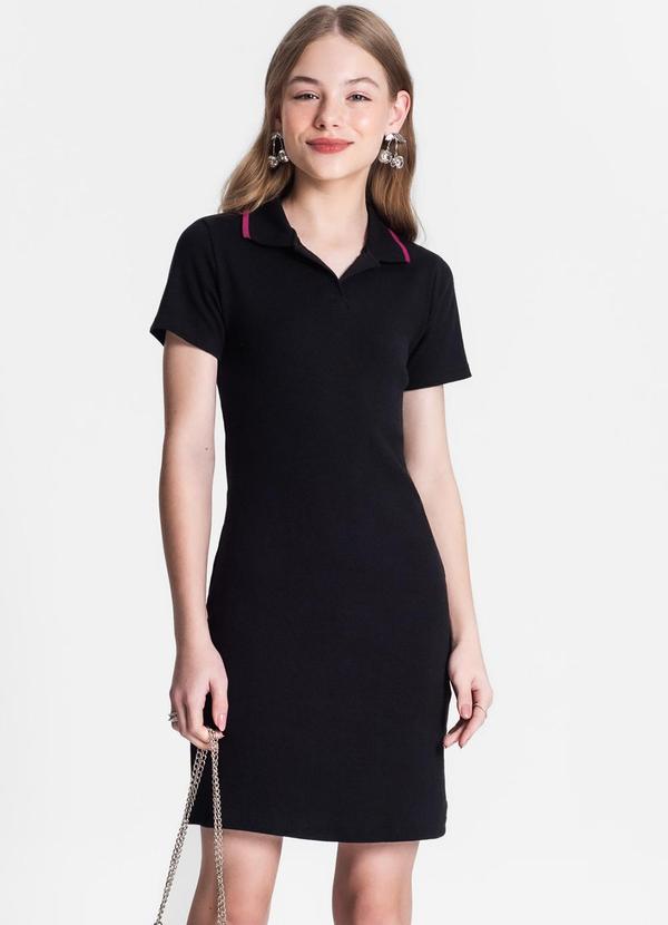 Minty - Vestido Juvenil Feminino em Ribana Preto