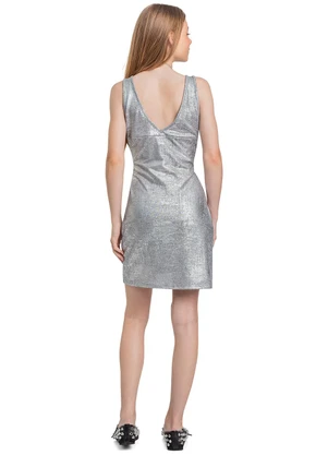 Gloss - Vestido Juvenil Malha Fóil Cinza - GLOSS