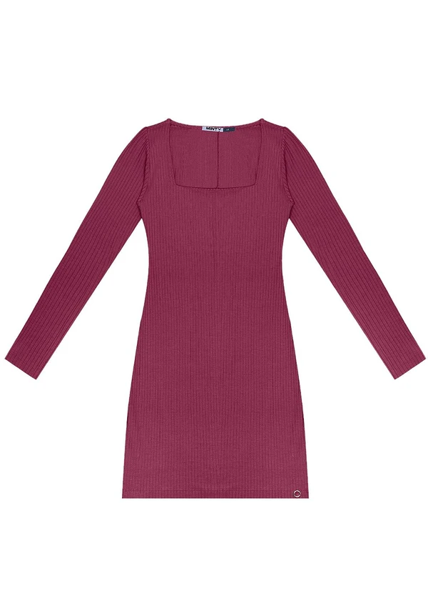 Minty - Vestido Juvenil Manga Longa em Ribana Vermelho