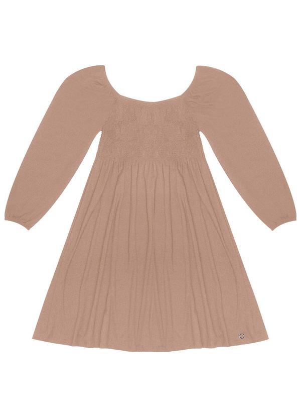 Minty - Vestido Juvenil Manga Longa Marrom