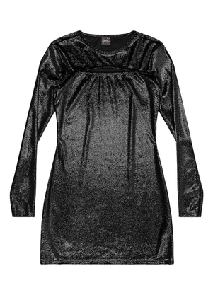 Gloss - Vestido Juvenil Manga Longa Veludo Preto - GLOSS